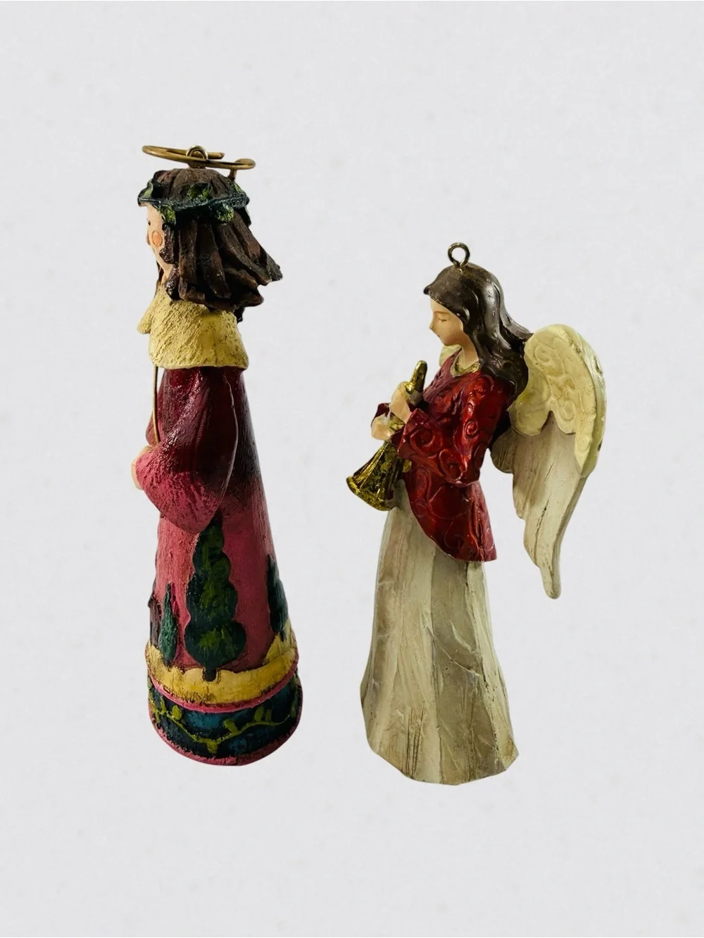 Angel Northern Star Holiday Christmas Ornament Set Of 2 Trumpet Wings Halo Tree